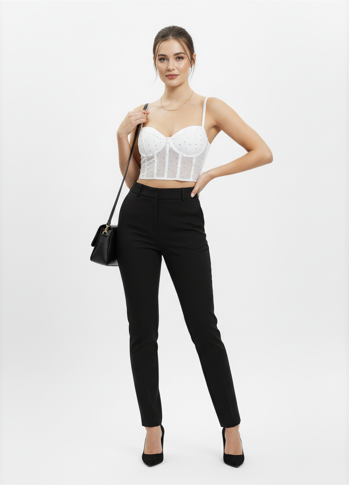 Crop top décollette brillant